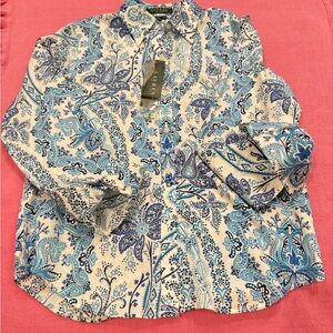 Ralph Lauren Blue and White Button Down Shirt